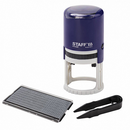 Печать самонаборная STAFF, 1 круг, оттиск D=40, "Printer 8010", КАССА В КОМПЛЕКТЕ, 237437