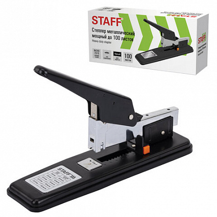 Степлер МОЩНЫЙ № 24/6-23/15 металлический STAFF "HEAVY DUTY ECO", до 100 листов, черный, 272736