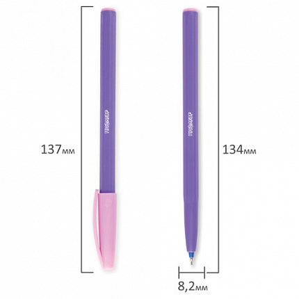 Ручка шариковая масляная ПИФАГОР, СИНЯЯ, безопасный корпус ассорти, узел 0,6 мм, линия письма 0,3 мм, 142685