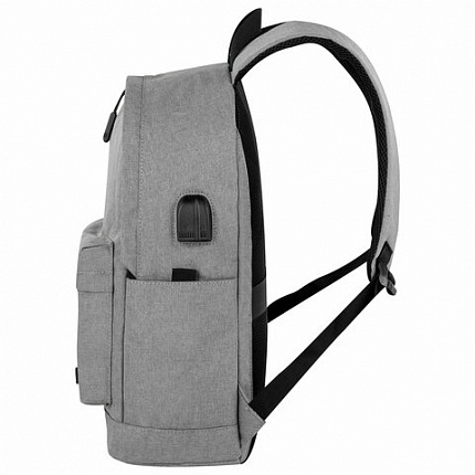 Рюкзак HEIKKI ACTIVE (ХЕЙКИ) универсальный, отделение для ноутбука, USB-порт, серый, 44х31х14 см, 272561