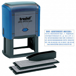 Штамп самонаборный 7-строчный, оттиск 60х33 мм, синий без рамки, TRODAT 4928 P3, КАССЫ В КОМПЛЕКТЕ, 53407