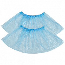 Бахилы MERIDIAN ПРОЧНЫЕ 3,8 г, синие, двойная резинка, КОМПЛЕКТ 100 штук (50 пар), 40х15 см, ПНД