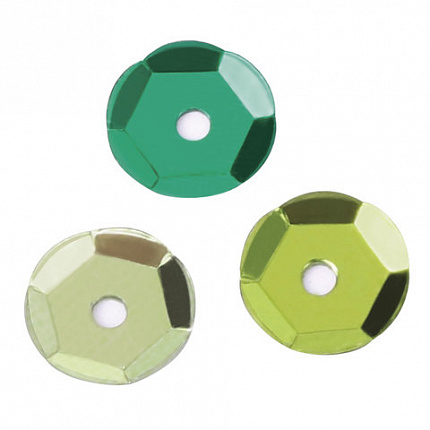 Пайетки для творчества "Классика", оттенки зеленого, 6 мм, 30 грамм, ОСТРОВ СОКРОВИЩ, 661273