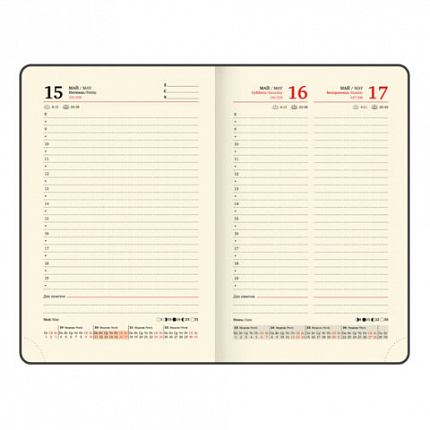 Ежедневник датированный 2026, МАЛЫЙ ФОРМАТ 100х150 мм, А6, BRAUBERG "Iguana", под кожу, черный, 117252