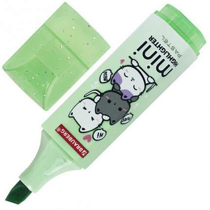 Текстовыделитель мини с принтами BRAUBERG "PASTEL", АССОРТИ В ПЛАСТИКОВОЙ БАНКЕ, 1-5 мм, 152536