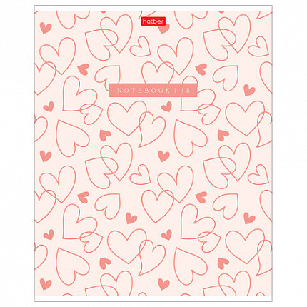 Тетрадь обложка пластик, А5 48 л., скоба, клетка, HATBER, "LOVE IS..." (микс в спайке), 092371, 48Т5В1пл