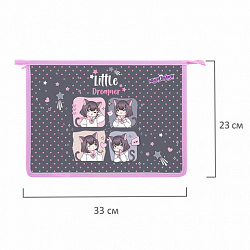 Папка для тетрадей ЮНЛАНДИЯ А4, 1 отделение, пластик, на молнии, "Anime dreamer", 273349