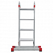 Лестница-трансформер алюминиевая 4х4 ступени, высота 4,5 м (4 секции по 1,2 м) до 150 кг, вес 16,5 кг, НОВАЯ ВЫСОТА, 3320404