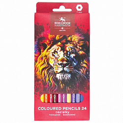 Карандаши цветные KOH-I-NOOR "RED LION" 24 цвета, шестигранные, 2,8 мм, натуральное дерево, 3554/24, 3554024063KS