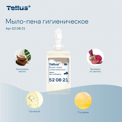 Картридж с жидким мылом-пеной одноразовый Tellus/TORK (Система S4) Advanced, гигиенический эффект, 1 л, 520821
