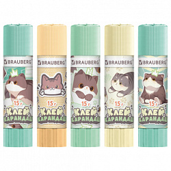 Клей-карандаш 15 г, кросс-серия "МИЛЫЕ КОТЫ", ассорти, BRAUBERG, 273228