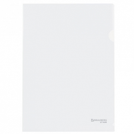 Папка-уголок А4, прозрачная, 0,10 мм, BRAUBERG EXTRA, 271698