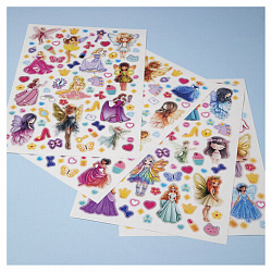 Наклейки бумажные для девочек, НАБОР 4 листа, 336 наклеек, HATBER, 4Н5н