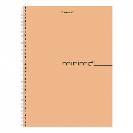 Тетрадь А4, 120 л., BRAUBERG, гребень, клетка, матовая ламинация, Минимал_Цвет, 405642