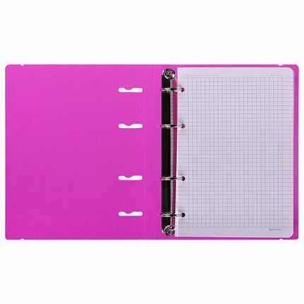 Тетрадь на кольцах А5 175х220мм, 120л, пластик, с резинкой, BRAUBERG, Розовый, 404622