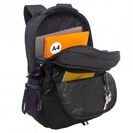 Рюкзак GRIZZLY школьный, анатомическая спинка, 2 отделения, для мальчиков, "BLACK STRIPES", 42х31х22 см, RU-532-1/2