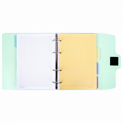 Тетрадь на кольцах А5 175х220мм, 120л, пластик, на липучке, с разделителями, BRAUBERG, Черный, 404638