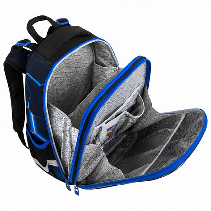 Ранец BRAUBERG PREMIUM, 2 отделения, с брелком, "Digital lava", СВЕТЯЩИЙСЯ, 38х29х16 см, 272015