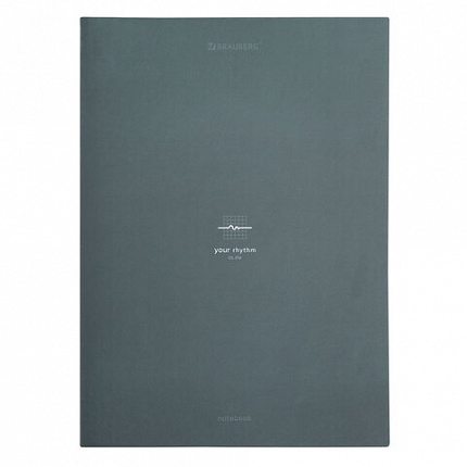 Тетрадь на кольцах БОЛЬШАЯ А4, 215х305 мм, 100 л., твердый картон, клетка, BRAUBERG, "Rhythm", 405407