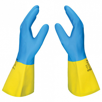 Перчатки латексно-неопреновые SCAFFA "Спектр", КЩС-1, хлопчатобумажное напыление, размер 8, M (средний), 00-01017726