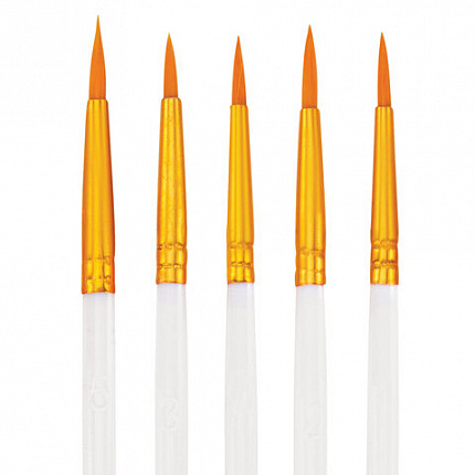 Кисти набор 10 шт., синтетика, белые, № 2/0-8 (Круглые; Овальные; Плоские; Лайнеры), WBZ, 201087