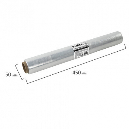 Пленка пищевая ПЭ 450 мм х 200 м, гарантированная длина, 6 мкм, вес 0,49 кг ±5%, LAIMA, 605040