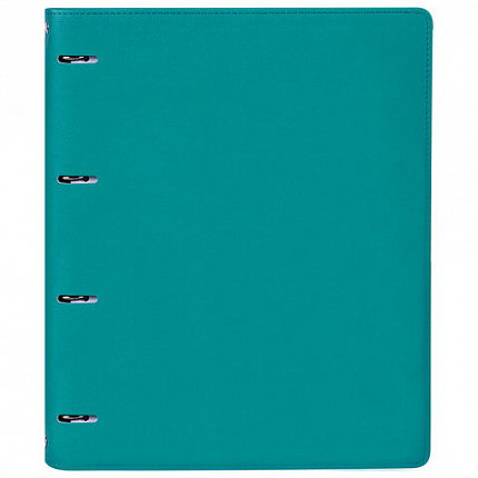 Тетрадь на кольцах БОЛЬШАЯ А4 (240х310 мм), 120 листов, под кожу, клетка, BRAUBERG "Joy", бирюзовый/серо-голубой, 404507