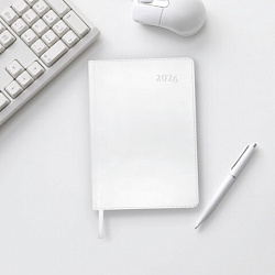 Ежедневник датированный 2026 А5 148х218 мм, GALANT "White", под кожу, белый, 117494