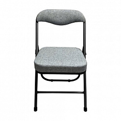 Стул складной для дома и офиса РС04К комфорт, черный каркас, рогожка светло-серая