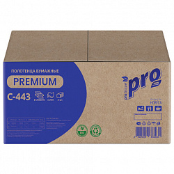 Полотенца бумажные 190 шт., PROtissue (H2) PREMIUM, 2-слойные, белые, КОМПЛЕКТ 21 пачка, 24х21,5 см, Z-сложение, С443