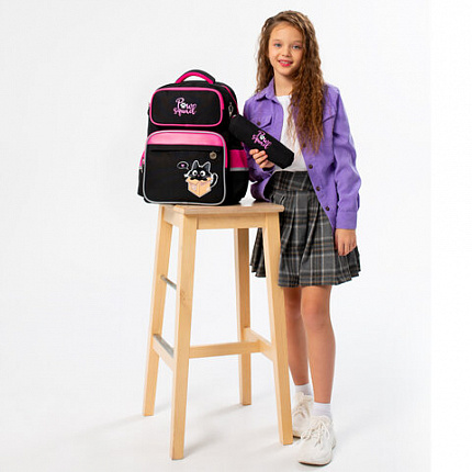 Рюкзак ЮНЛАНДИЯ COMPLETE с пеналом в комплекте, эрго-спинка, "Box cat", 42х29х14 см, 273120