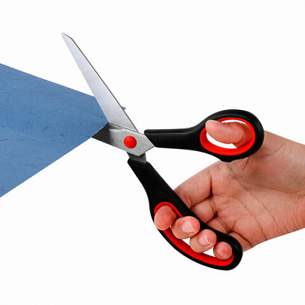 Ножницы BRAUBERG SOFT GRIP НАБОР 5 штук (140, 170, 190, 220, 240 мм), эргономичные черно-красные ручки, ВЫГОДНАЯ УПАКОВКА, 238410