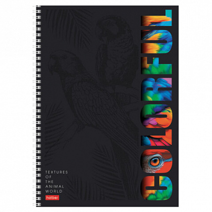 Тетрадь А4 96 л., HATBER, гребень, клетка, матовая ламинация, 3D-лак, "Animals print" (микс), 085842, 96Т4лолВ1гр