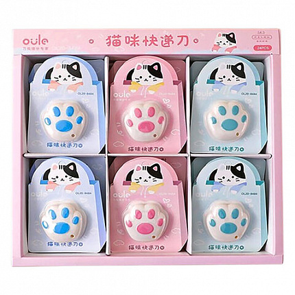 Нож канцелярский мини "Лапка", размер 4,5см*4,5см, корпус ассорти, СNT, 77653