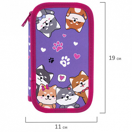 Пенал ЮНЛАНДИЯ, 2 отделения, картон с эффектом soft-touch, 19х11 см, "Best fellows", 273497