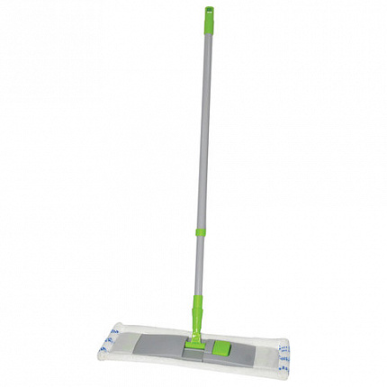 Швабра с флаундером 40 см, телескопический черенок 70-120 см, еврорезьба, МОП микрофибра/абразив (тип К), ЛЮБАША, 605029