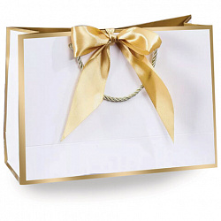 Пакет подарочный (1 штука) 28x10x20 см, "Golden Edge", с лентой, ЗОЛОТАЯ СКАЗКА, 700859