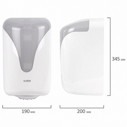 Диспенсер для полотенец с центральной вытяжкой EXTRA LAIMA PROFESSIONAL, (M1/M2), белый, ABS, 607766, 303210