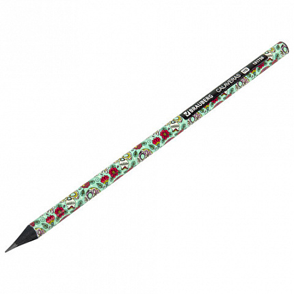 Карандаш чернографитный BRAUBERG "CALAVERAS", 1 шт., HB, корпус ассорти, 181758