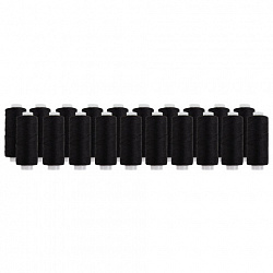 Нитки швейные 40 ЛШ, 200 м, полиэстер, НАБОР 20 шт., черные, в ПОДАРОК иглы, DEVELIA (Девелиа), 609622