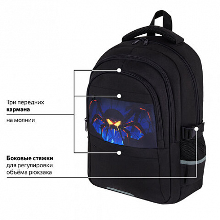 Рюкзак BRAUBERG VIBE, 2 отделения, 5 карманов, "Dark spider", 40х28х14 см, 273174