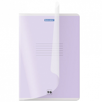 Тетрадь пластиковая обложка (прозрачная) А4 96 листов, скоба, клетка, BRAUBERG "Smart Cover", АССОРТИ (микс в спайке), 405042