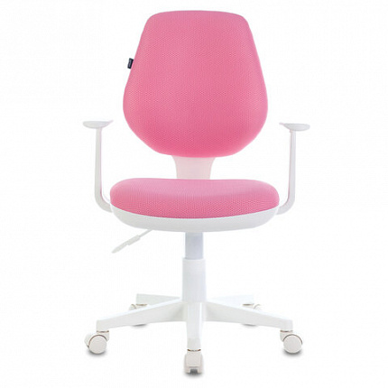 Кресло детское BRABIX "Fancy MG-201W", с подлокотниками, пластик белый, розовое, 532409, MG-201W_532409
