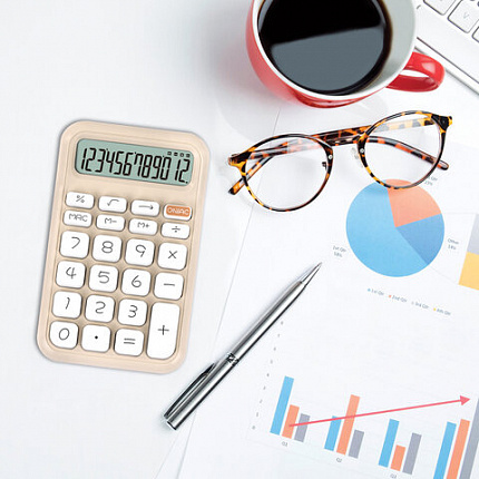 Калькулятор настольный BRAUBERG KW-500-BG (93x148 мм), 3D-кнопки, 12 разрядов, бежевый, 272955