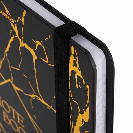 Блокнот с резинкой в клетку 96 л., А5 145х203 мм, твердая обложка с фольгой, BRAUBERG, "Marble", 116328