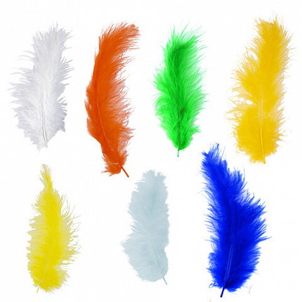 Перья декоративные страусиные, 10-12 см, 24 шт., 6 цветов, яркие, ассорти, ОСТРОВ СОКРОВИЩ, 661378