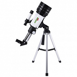 Телескоп рефрактор астрономический настольный, увеличение 150х, объектив 70 мм, фокус 300 мм, видоискатель, BRAUBERG KIDS 70300, 391397