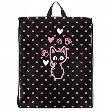 Мешок для обуви BRAUBERG KIDS, с петлей, 42х34 см, "Amazed cat", 271629