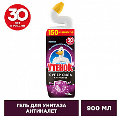 Средство для уборки туалета 900 мл, ТУАЛЕТНЫЙ УТЕНОК Супер Сила "Антиналет", 865023