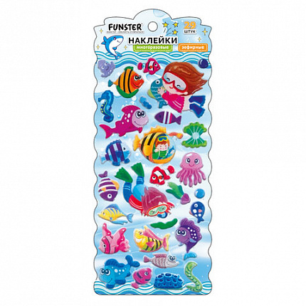 Наклейки зефирные "Животный мир", 19х9,5 см, ассорти 8 видов, FUNSTER (ФАНСТЕР), 666089